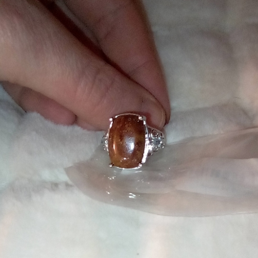 Elegant Brown Stone Silver Ring